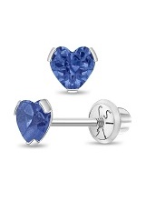 gorgeous white gold heart December birthstone baby earrings